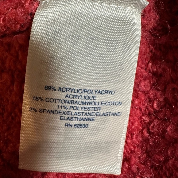 Lands'โ End Red Boucle Knit Round Neck Pullover Sweater Size L - Picture 5 of 6